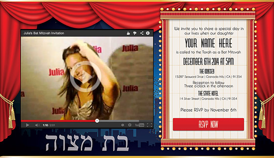 Mitzvites Online Bat Mitzvah Video Invitation Sample