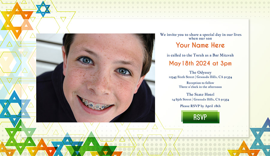 Bar Mitzvah Invitation - David’s Stars